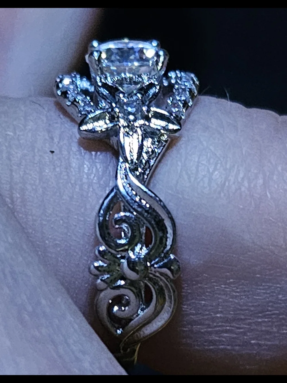 Ornate Halo Moissanite Ring Whimsical S925